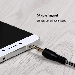 สายAux jack 3.5mm. สายต่อช่องหูฟัง สายถักทนทานอย่างดียาว1เมตร