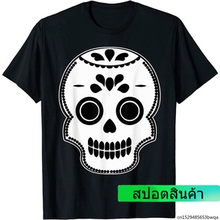 เสื้อยืดพิมพ์ลายกะโหลก Day Of The Dead สีดําสีขาว