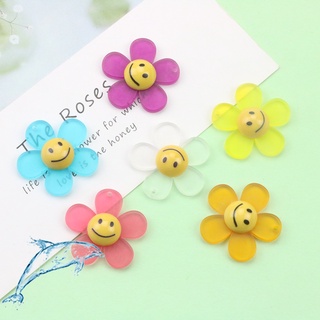 10pcs อะคริลิคหน้ายิ้มดอกทานตะวันจี้ดอกไม้ห้ากลีบ อุปกรณ์ diy