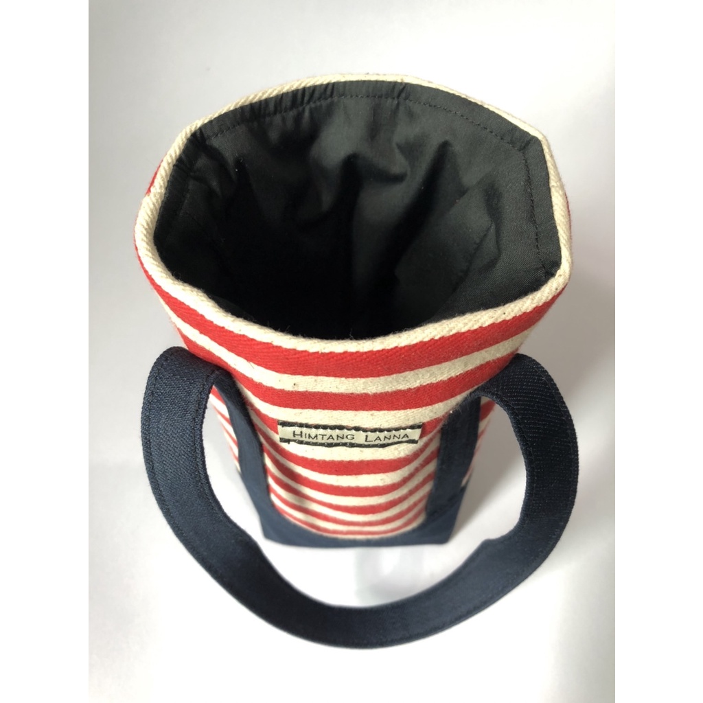 Sunshine Cup bag กระเป๋าใส่แก้ว กระเป๋าใส่แก้วน้ำ ถุงผ้า Tumbler bag จากผ้าแคนวาส สีสดใส ผสมกับยีนส์ สายคู่