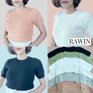 เสื้อยืดผ้าร่อง เนื้อนุ่มๆ ทอแน่น เรียบหรู สไตล์คล้าย Zara ใส่แล้วไม่ร้อน [B-09]