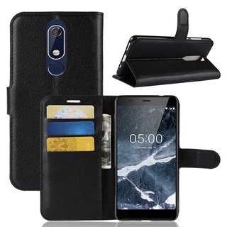 เคส Nokia 5.1 Nokia 5 2018 เคสหนัง เคสฝาพับ Stand Cover กรณี โทรศัพท์กรณี