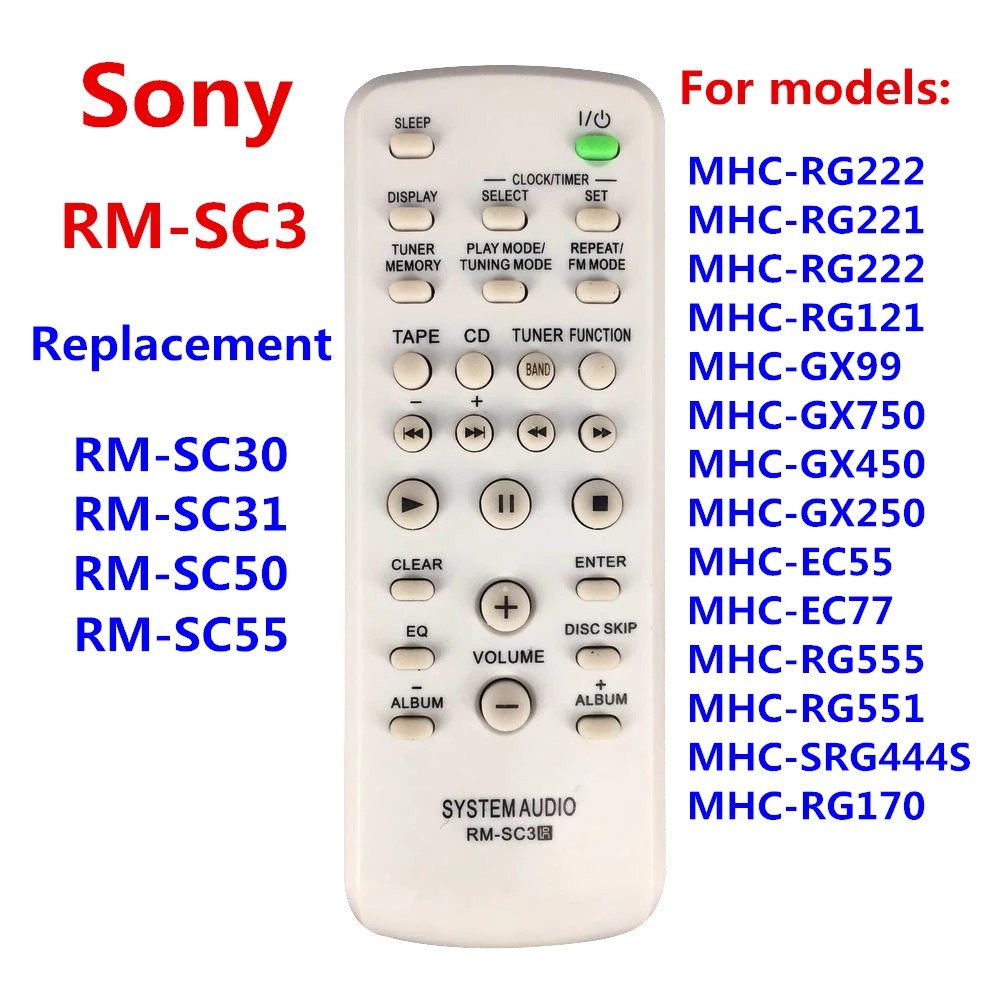 RM-SC3 รีโมทใหม่สําหรับ RM-SC30 RM-SC31 RM-SC50 RM-SC55 สําหรับ SONY CD HIFI ระบบ MHC-RG222 MHC-RG221 MHC-RG222 MHC-RG121