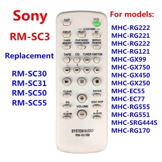 Rm-sc3 ใหม่ รีโมตคอนโทรล สําหรับระบบเสียงไฮไฟ RM-SC30 RM-SC31 RM-SC50 RM-SC55 SONY CD MHC-RG222 MHC-RG221 MHC-RG222 MHC-RG121