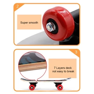 สเก็ตบอร์ดเด็ก สเก็ตบอร์ดสำหรับเด็กSkateboard สเก็ตบอร์ดมือใหม่ ดับเบิ้ลร็อกเกอร์ เมเปิ้ลบอร์ด สเก็ตบอร์ด 4ล้อ 60CM