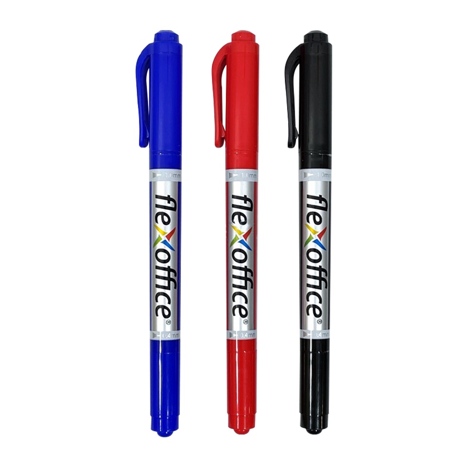 ปากกามาร์คเกอร์ 2 หัว Flex-Office สำหรับเขียนซีดี ถุงน้ำนม ซองยา