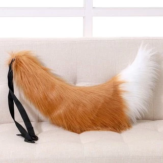 หางจิ้งจอก หมาป่า 70cm อ้วนๆ ฟูนุ่ม [พร้อมส่ง] แบบเข็มกลัด+ริบบิ้นมัดเอว