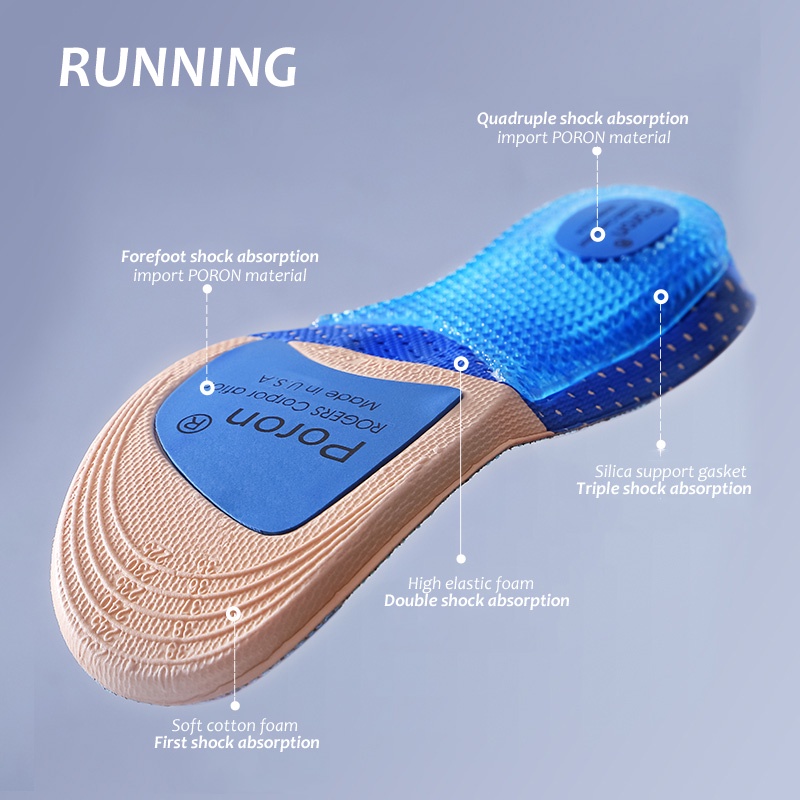 ผู้ชายกีฬา Insoles Arch สนับสนุน Breathable Shock Absorption Anti Skid รองเท้า Pad กลางแจ้งวิ่งนุ่มสบาย Soles