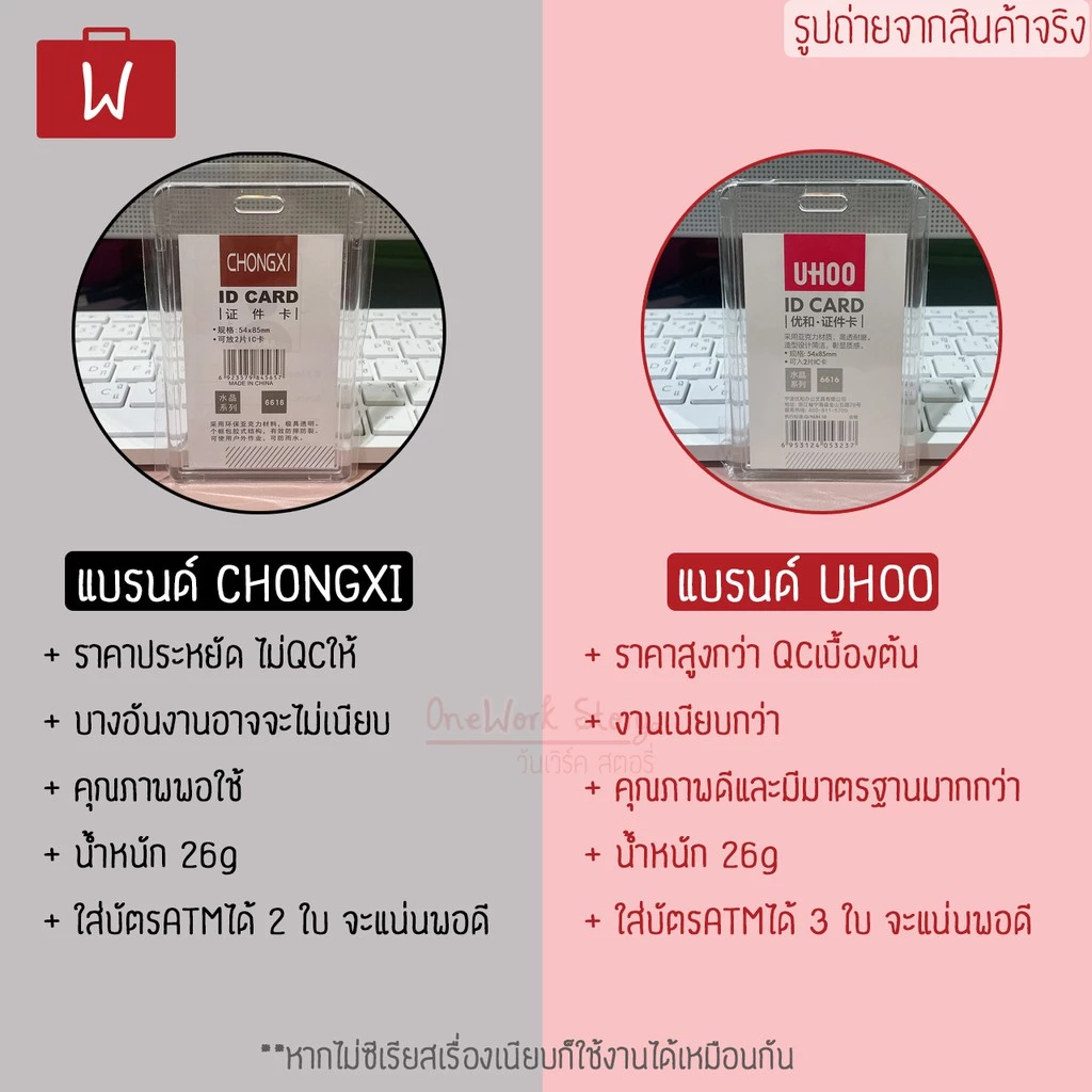 Oneworkstory กรอบใส่การ์ดอะคริลิก ตั้งนอน ป้ายใส่บัตรเฟรมการ์ด thumbnail 3