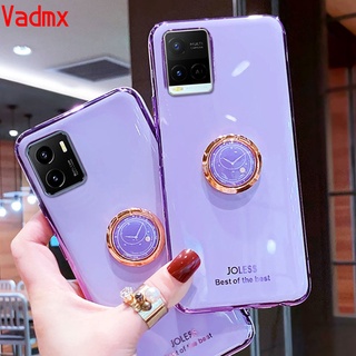 เคสโทรศัพท์มือถือ ซิลิโคน พร้อมแหวนขาตั้ง หรูหรา สําหรับ Vivo Y15S Y15A Y21 Y21A Y21A Y21T Y21S Y21E Y33S Y21S Y76 Y76s Y74s X60 X70 Pro V23E V23 Pro T1