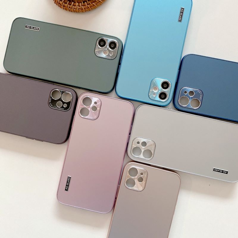 AG Frosted Glass Case สำหรับ 13 12 11 Pro Max 13Pro โลหะ เลนส์ เคสปกป้องโทรศัพท์  compatible for เคสไอโฟน