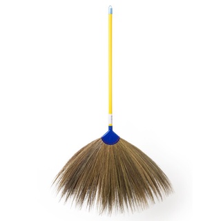 ไม้กวาดดอกหญ้าด้าม PVC สีเหลือง NCL ไม้กวาด ที่โกยผง Grass broom with PVC handle yellow NCL