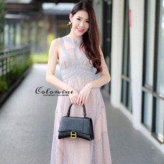 : Maxi Dresss สายเดี่ยว น่ารักมาก ๆ แอบเซ็กซี่เบา ๆ ซับสีเนื้อด้านหลังเป็นซิป งานสวยเปะ