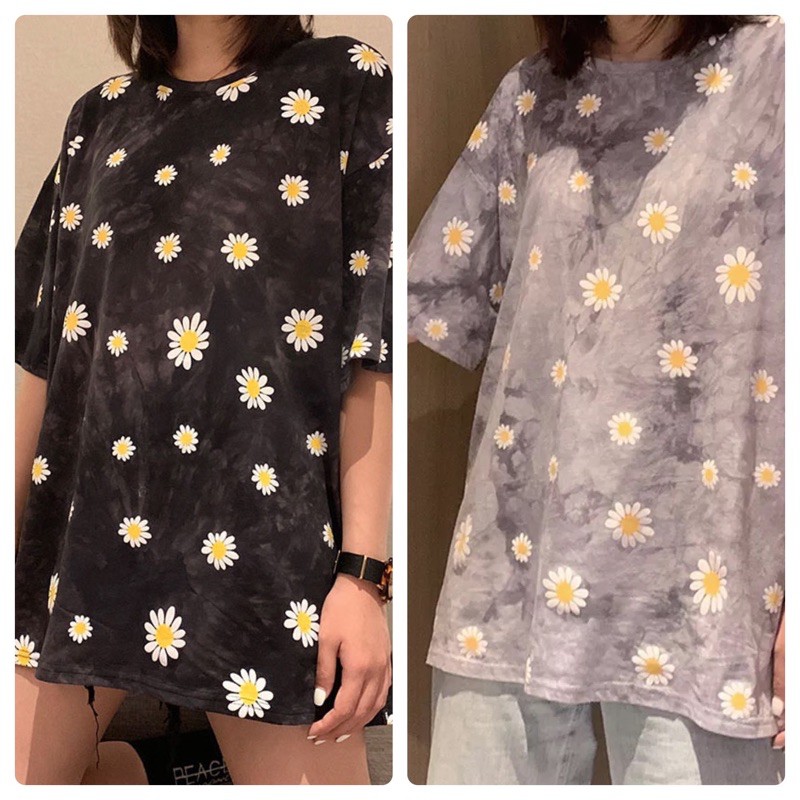 พร้อมส่ง 🔥เสื้อยืดลายดอกเดซี่ 🌼🌸เสื้อยืดผู้หญิง เสื้อยืดเกาหลี