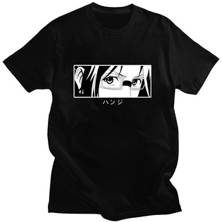 T-shirt  เสื้อยืดแขนสั้นลําลอง ผ้าฝ้าย 100% พิมพ์ลายอนิเมะ Attack on Titan Hange Zoe Eyes ทรงหลวม สําหรับผู้ชายS-5XL