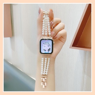 สายนาฬิกาข้อมือ ประดับไข่มุก สไตล์คลาสสิก ย้อนยุค สําหรับ Applewatch Se สายนาฬิกาแอปเปิ้ลวอช 7