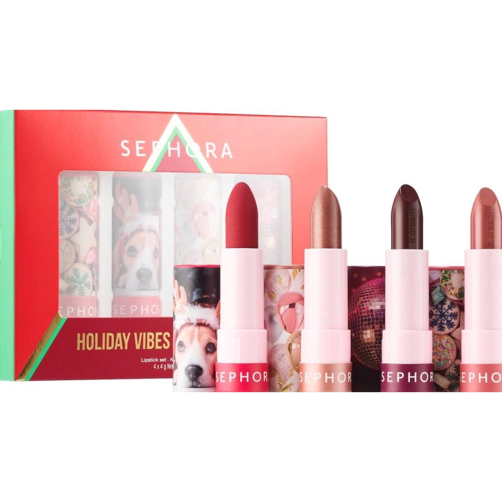 แท้💯% [Sephora US/เช็คใบเสร็จได้] Sephora Under The Mistletoe / Holiday Vibes Lipstories Lipstick Set