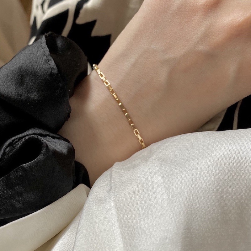 125 บาท seadada กำไลเงินแท้ 14k สร้อยข้อมือมินิมอล gold chain bracelet Fashion Accessories