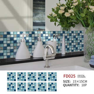 Mosaic Tile Wall Sticker Kitchen Bathroom Decors 10×10cm Oil-proof Self-adhesive 