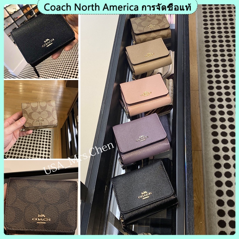 พร้อมส่งของแท้ 🇺🇸💯% Coach new กระเป๋าสตางค์พับสามพับใบเล็กผู้หญิงใส่เหรียญ/ที่ใส่บัตร/กระเป๋าสตางค์ใบสั้น 37968