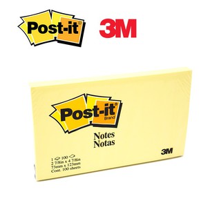 Post-it 655 โพสอิท 3x5 นิ้ว 3M 100แผ่น สีเหลืองอ่อน กาวแน่นแผ่นใหญ่