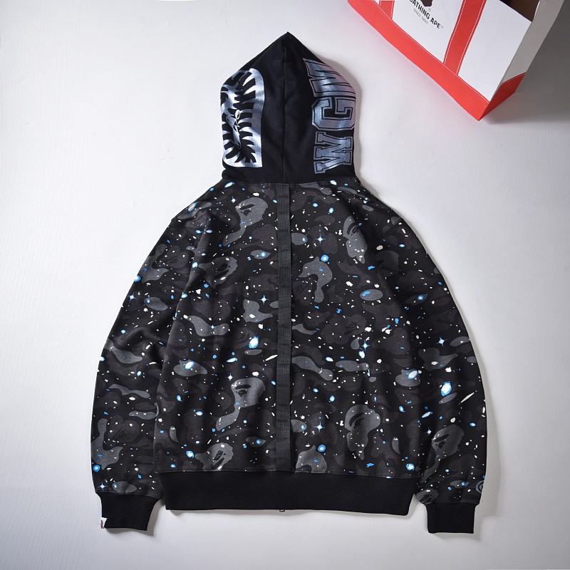 L ดำ พร้อมส่ง BAPE SPACE CAMO SHARK FULL ZIP Star Shark Hoodie Sweater #3