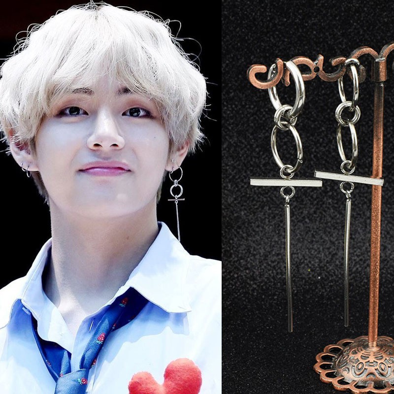 1 ชิ้น Kpop BTS V ต่างหู Punk Dangle ต่างหูสําหรับผู้ชายและผู้หญิง