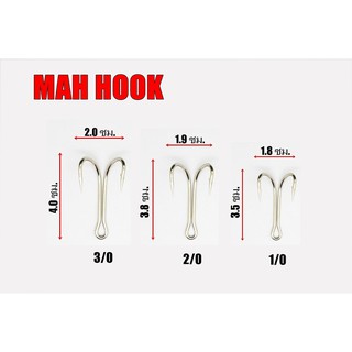 ตัวเบ็ด ตะขอเบ็ด MAXHOOK  สองทาง no.1/0,2/0,3/0  สีโคลมเงิน สำหรับทำเหยื่อปลอม ตกปลา Double hook(จำนวน10ตัว)