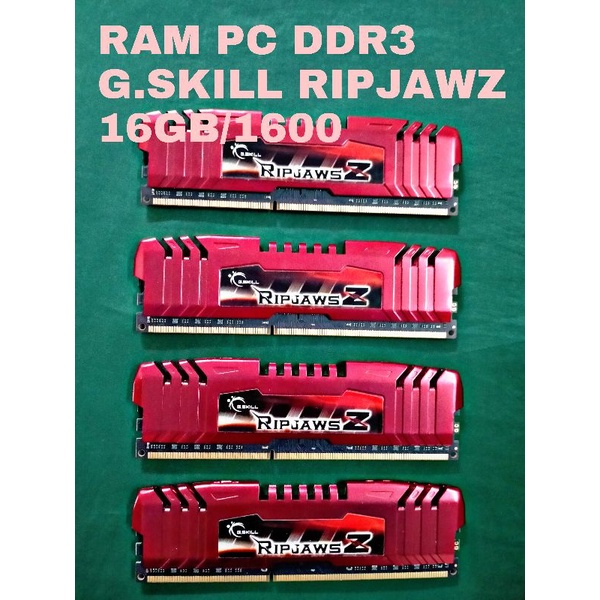 RAM PC DDR3 G.SKILL RIPJAWZ 16GB/1600 (4X4GB)แรมพีซี มี 2ชุด