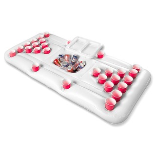 Float Me Summer INFLATABLE BEERPONG POOL FLOAT แพเป่าลมสำหรับเล่นเบียร์ปองลอยน้ำ มีช่องแช่เครื่องดื่มตรงกลาง