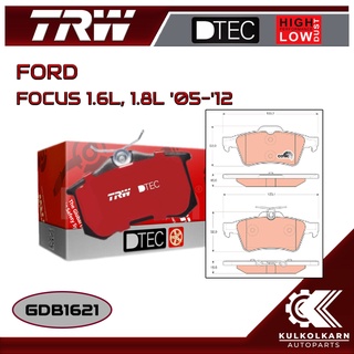 ผ้าเบรคหลัง TRW สำหรับ FORD FOCUS 1.6L, 1.8L 05-12 (GDB1621)