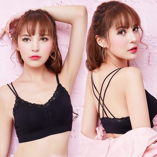 สปอร์ตบราแต่งขอบลูกไม้มีฟองน้ำ ฟรีไซส์ 32-38 นิ้ว สีดำ ตัวละ 79 ไม่รวมค่าจัดส่ง