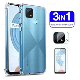 Realmi C21 เคสกระจกนิรภัยซิลิโคนใสป้องกันรอยสําหรับ Oppo Realme C21 C 21 Realmec21