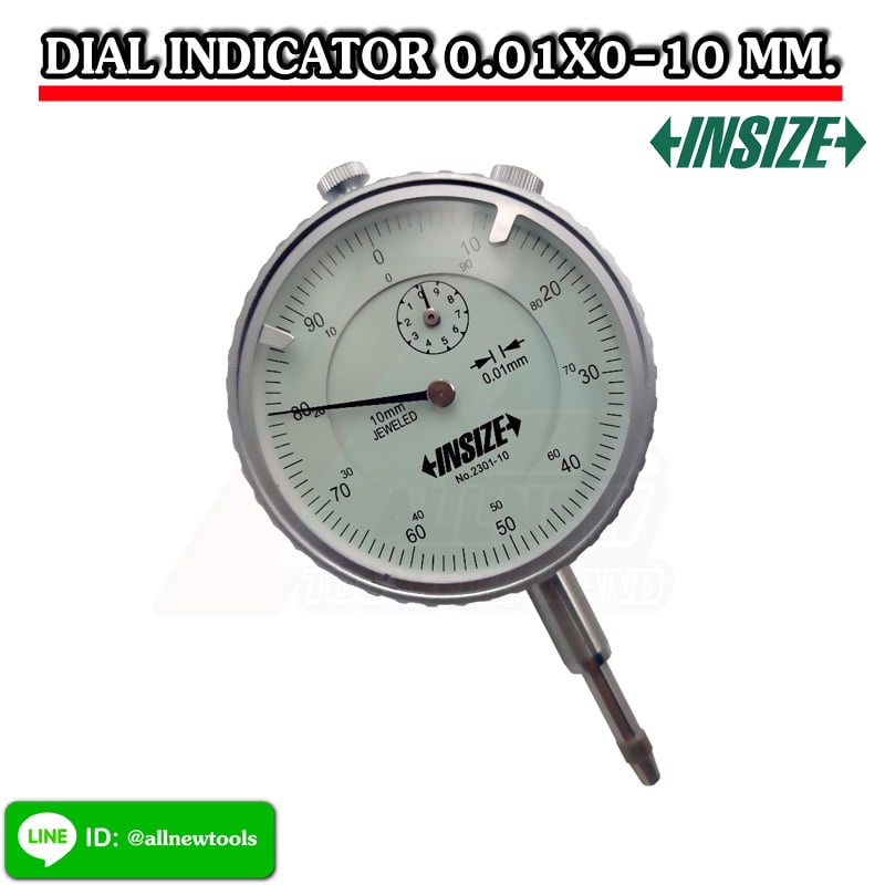 ไดอัลเกจ (Dial Indicator) (2301-10) 0-10มม ความละเอียด 0.01มม ด้านหลังตัวเครื่องเป็นฝาแบบดึง มาตรฐาน