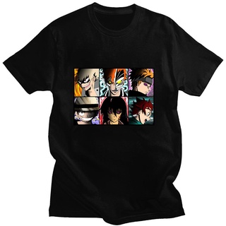 เสื้อยืดแขนสั้นลําลอง ผ้าฝ้าย 100% พิมพ์ลายอนิเมะ Bleach Ichigo Kurosaki My Hero Academia Demon Slayer ทรงหลวม สําหรับผู