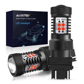 Auxito หลอดไฟเบรกหลังรถยนต์ LED T25 P27 7W 3157 3156 3056 DRL 12V 2 ชิ้น