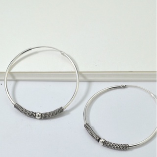 SILVER THAI 30mm Silver Chain Hoop Earringsต่างหูเงินแท้ 92.5% / ต่างหูห่วง ต่างหูเกี่ยวเงินแท้ (ราคาต่อ 1 คู่)