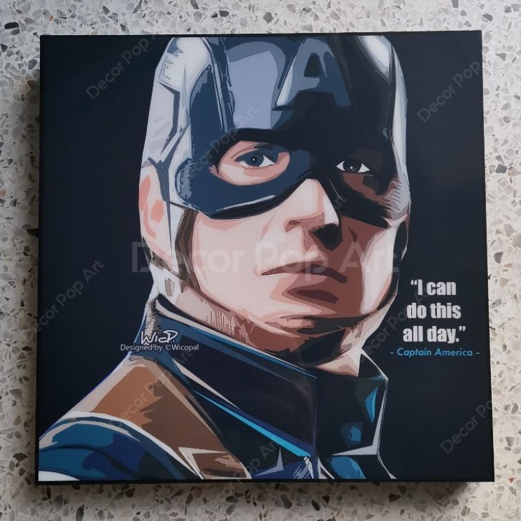DECOR POP ART Captain America รูปติดผนัง กัปตันอเมริกา Marvel Avengers ของแต่งบ้าน คอนโด กรอบรูป รูปวาด ของขวัญ shf ML