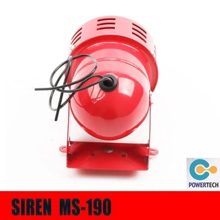ไซเรน SIREN 110DB สีแดงโลหะ มอเตอร์ไซเรนสัญญาณเตือนเสียงไฟฟ้า ป้องกันการโจรกรรม MS-190 12VDC 24VDC 220V