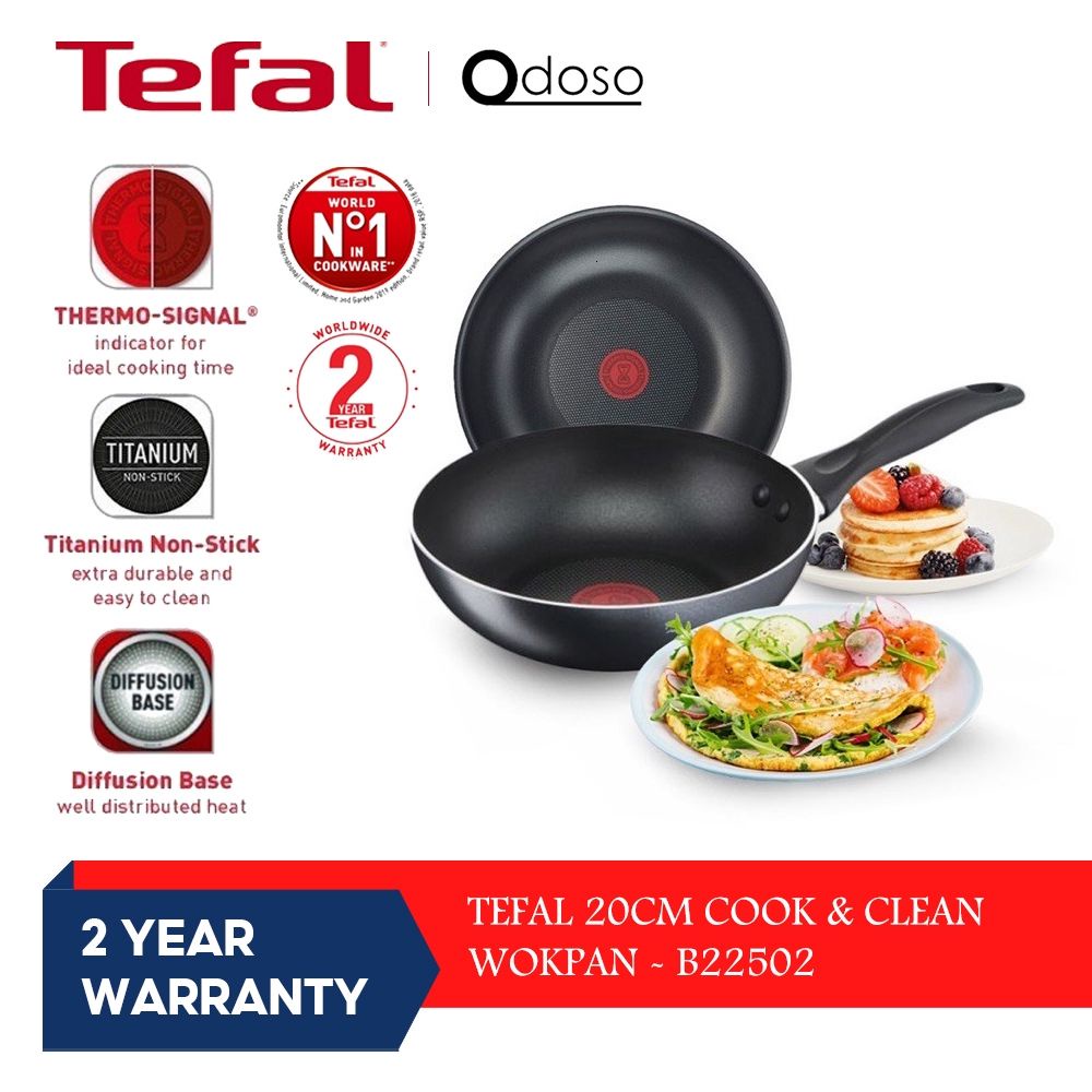 ข้อเสนอพิเศษ Odoso Tefal Cook &amp; Clean 20cm / 24cm / 26cm / 28cm / 30cm Wokpan Frypan Cookware Shield Pan Wok Pan