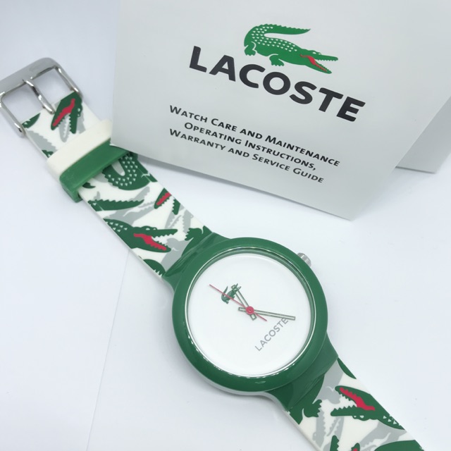 นาฬิกาLacoste แท้! สายยาง สีขาวลายเขียว สภาพ95% สวยขายต่อค่ะ