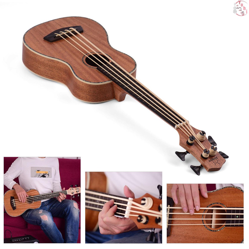 ♫30 Inch Electric Bass Ukulele Ukelele Uke Sapele Plywood Body Padauk