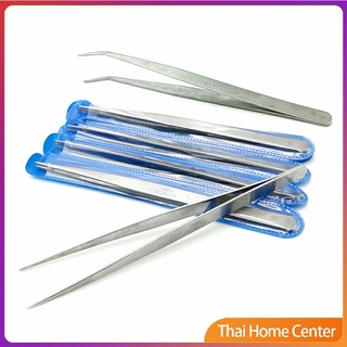 คีบหนีบสแตนเลส คีมหนีบอเนกประสงค์ มี 2 แบบ ปากคีบงอ ปากคีบแหลม คีมคีบ Stainless steel tweezers