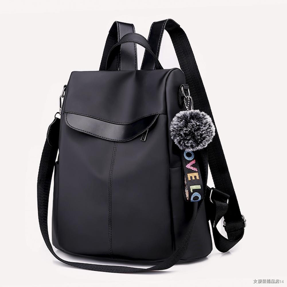 ☽☬☸Fashion Women Backpack Mochilas Hairball Oxford School Book Bag Girls Casual Bagpack 3 in 1 Anti-Theft Backpack Trave