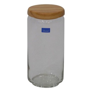 ขวดโหลกลมฝาเกลียว OCEAN POP JAR 1 ลิตร  CANISTER ROUND LID OCEAN POP JAR 1L GLASS/WOOD