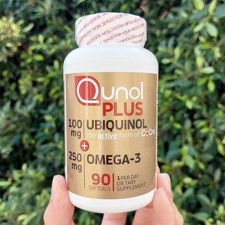 ยูบิควินอล โคเอนไซม์คิวเทน Plus Extra Strength Ubiquinol + Omega-3 100 mg Ubiquinol 90 Softgels (Qunol®) Q10 CoQ10