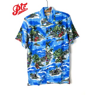 เสื้อฮาวาย Karmakula Palm Island Blue Hawaii Shirt