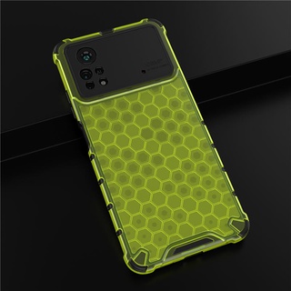 เคส Xiaomi POCO X4 Pro 5G ฮาร์ดเคสกันกระแทกเคสโทรศัพท์ Honeycomb Clear Shockproof Silicone Back Cover Xiaomi POCO X4Pro 5G Case