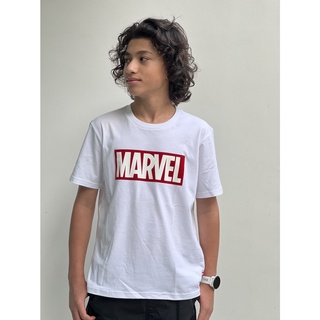 Marvel Boy Logo Flock Print T-Shirt - เสื้อเด็กโต Size 3-13 ปี เสื้อมาร์เวลเด็กผู้ชายพิมพ์กำมะหยี่ ลายโลโก้มาร์เวล  สินค้าลิขสิทธ์แท้100% characters studio