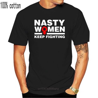 เสื้อยืดผ้าฝ้ายพิมพ์ลายขายดี เสื้อยืด คอกลม ผ้าฝ้าย พิมพ์ลาย Nasty Wo Keep Fighting Wo s March Feminist แฟชั่นสําหรับผู้